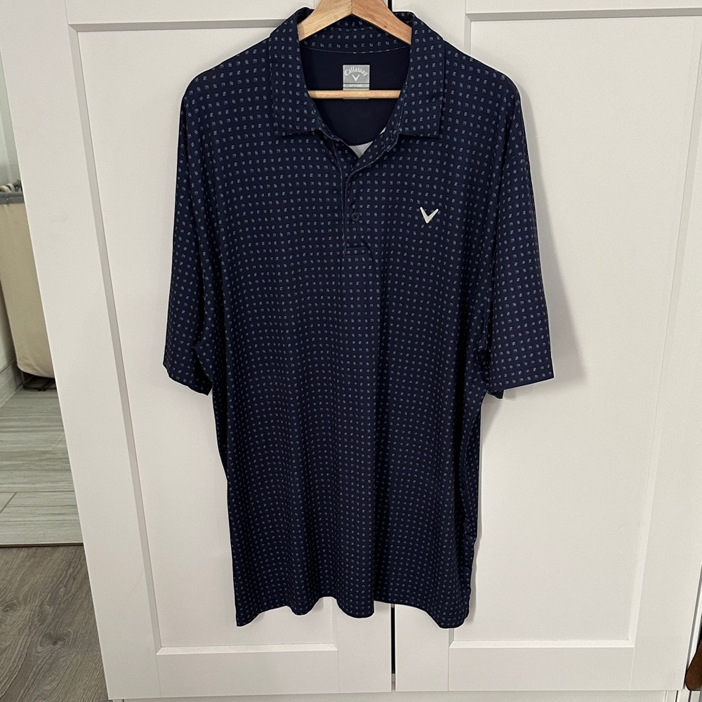 Callaway Men's Navy Polo with Micro Dot Print